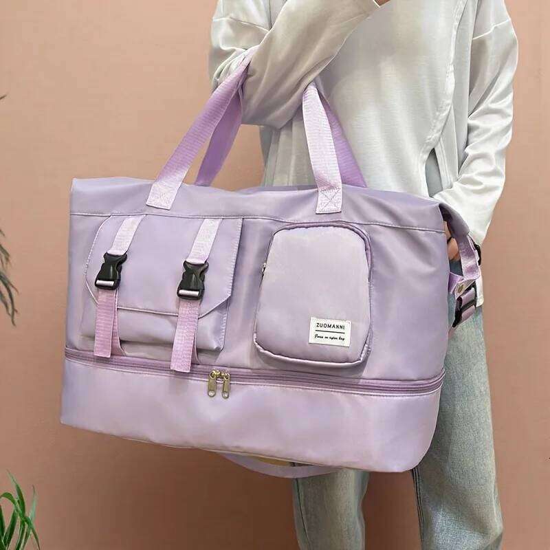 Large Capacity Multi-Functional Travel Duffel & Gym Tote with Multiple Compartments, Durable Nylon Sports Bag Y260225