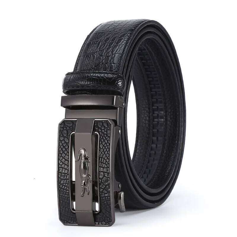 Famous Brand Business High Quality Genuine Leather Luxury Waist Strap Blue Male Automatic Buckle Jeans Belts for Men Y260225