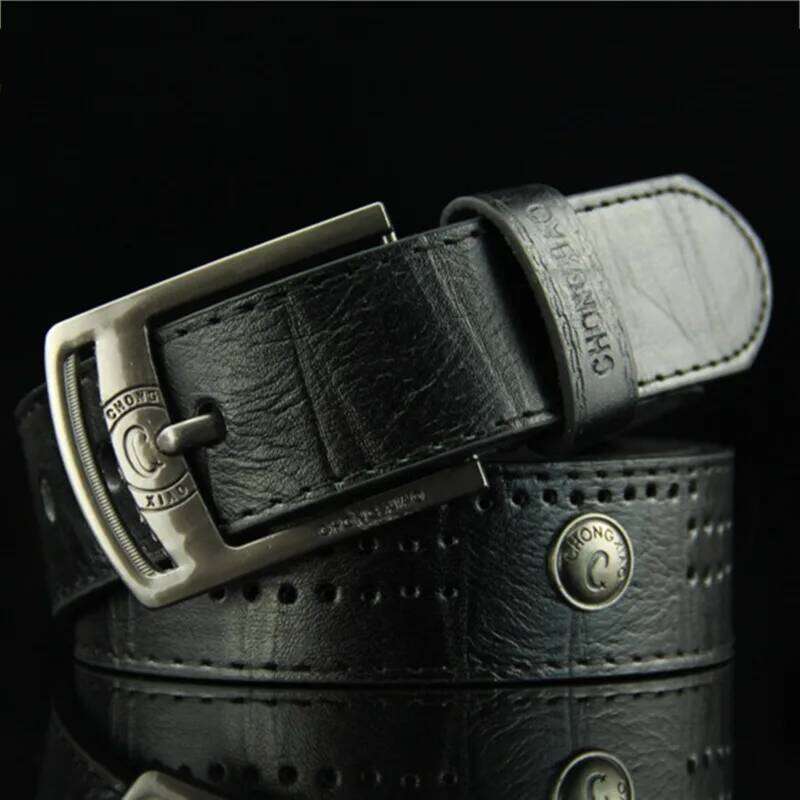 Men's Casual Hollow Rivet Wide PU Leather For New Fashion Strap Male High Quality Jeans Belt Punk Style Y260225