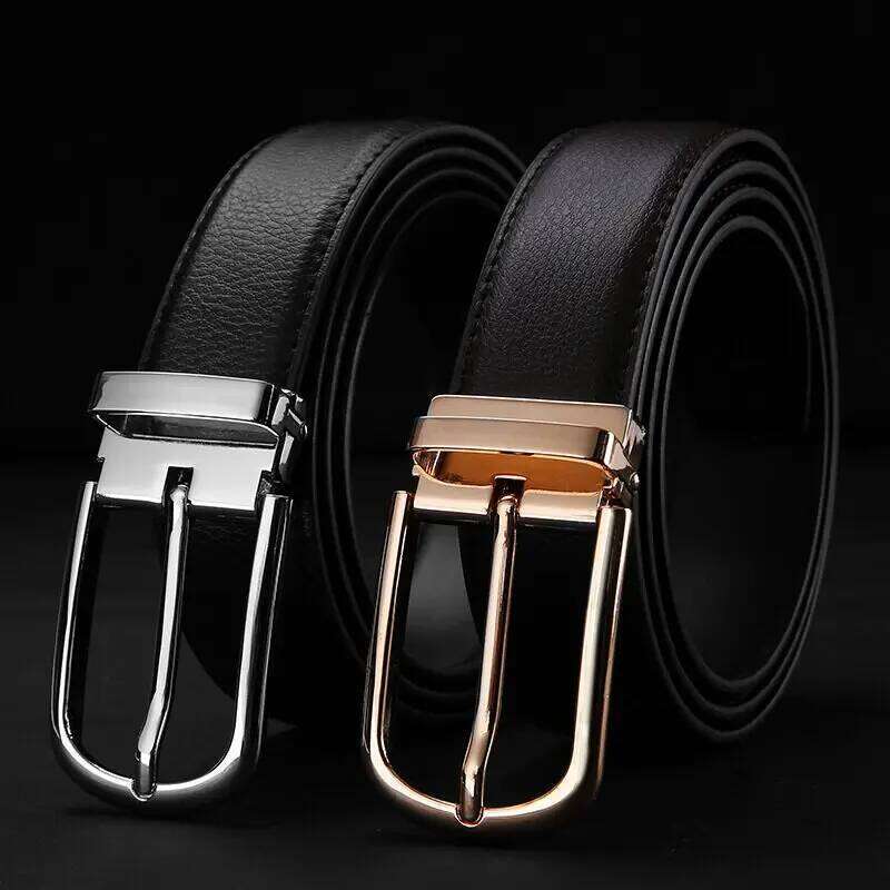 Genuine Leather Belt 3.1cm Buckle Pin 110-125cm For Men-INTL Y260225