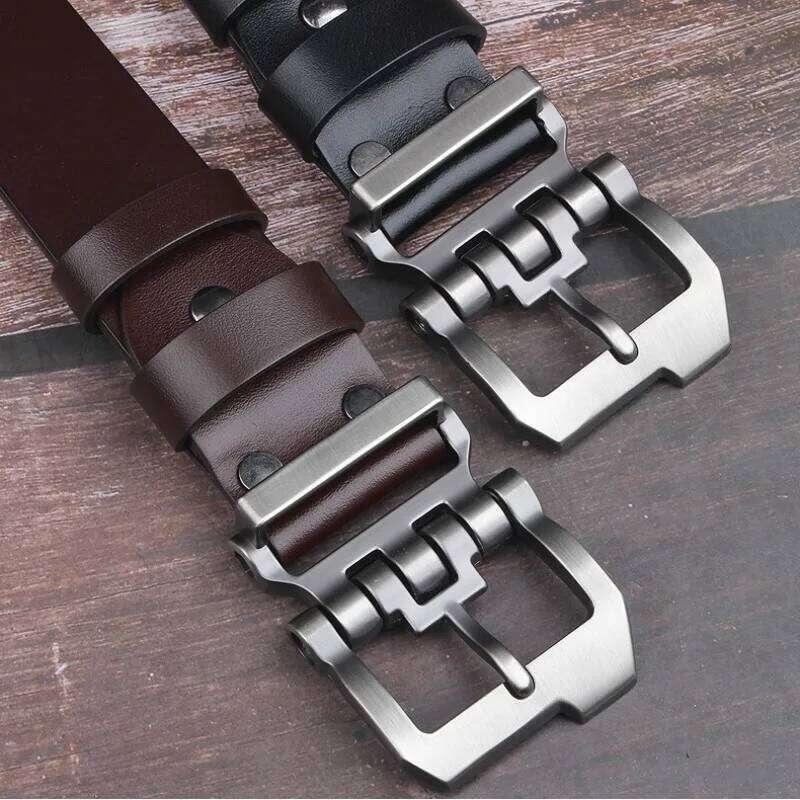 Men's Genuine Leather Pin Buckle Belt, Fashion Casual Pure Cowhide Jeans Male Waistband, Trendy Handcrafted Youth Versatile Belt Y260225
