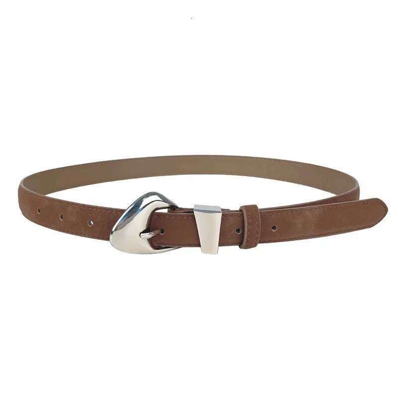 2024 Design Nubuck-Leather Women Jeans Strap Irregular Gold Silver Buckle HIgh Quality Real Cow Leather Belt Ceinture Femme Y260225