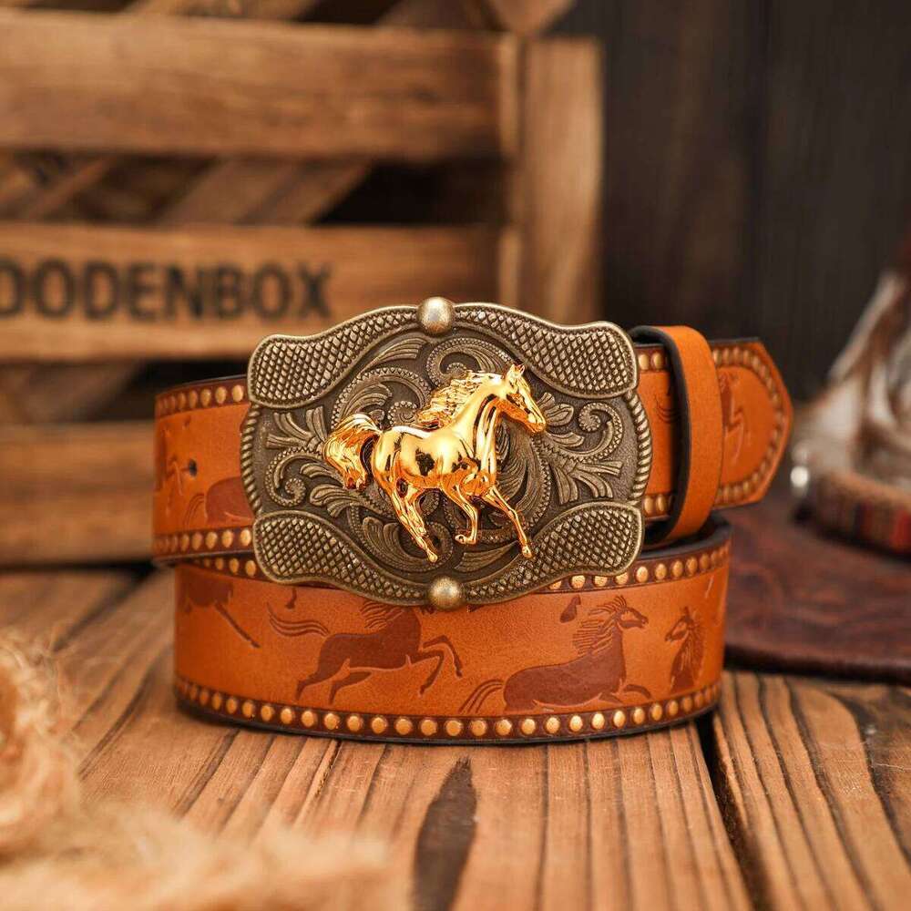 A casual, individual retro a clothing accessory PU brown belt, metal buckle, suitable for both men and women Y260225