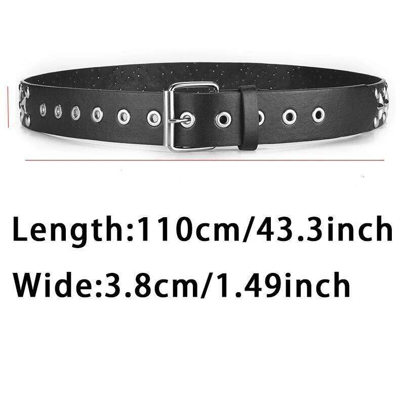 2023New Fashion Pentagram Riveted Women's Punk Hip Hop Rock Jeans Men's Belt Y260225