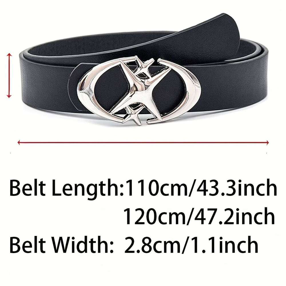 Men's Punk Star Buckle Design Cross Metal Vintage Gothic Men Women Y2K Pu Leather Belt Pants Jeans Neutral Belts Y260225