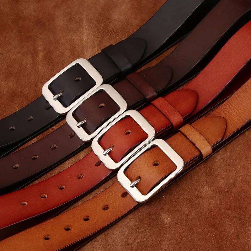 3.8CM Pure Cowhide Stainless Steel Needle Buckle Genuine Leather Casual Jeans Belt Men High Quality Luxury Male Strap Cintos Y260225