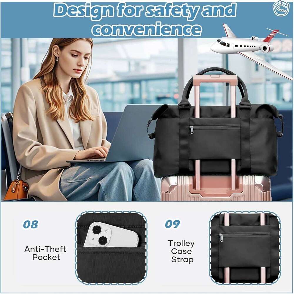 Women's Small Gym Bag, Stylish Duffle Travel Bag Plane, Lightweight Sports Tote with Wet Pocket for Yoga, Pilates, Swimming Y260225