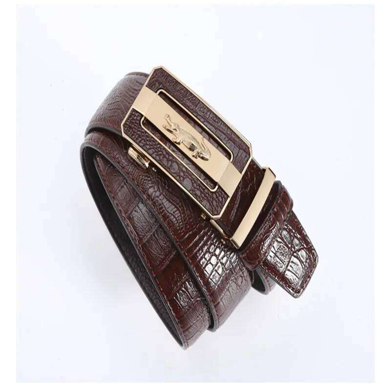 Famous Brand Business High Quality Genuine Leather Luxury Waist Strap Blue Male Automatic Buckle Jeans Belts for Men Y260225