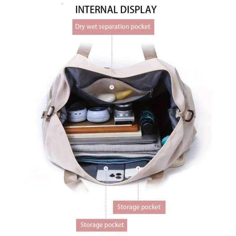 Large Capacity Multi-Functional Travel Duffel & Gym Tote with Multiple Compartments, Durable Nylon Sports Bag Y260225