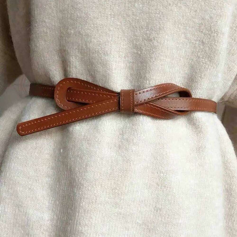 Retro Y2k Women's Alloy Buckle Adjustable Skinny Straps Pu Leather Thin Waist Belt Y260225