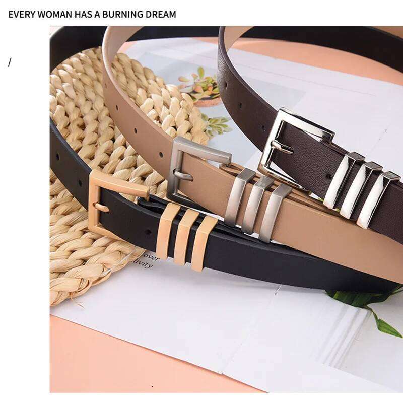 2023 New Fashion Gold Siliver Square Pin Buckle Belts for Women Black Brown Female Waistband Ladies Dress Jeans Adjustable Belst Y260225