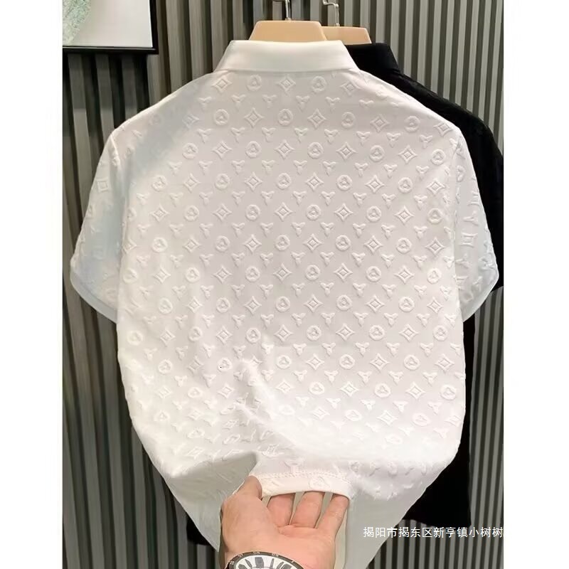 Luxury Brand Designer Clothes 2025 Summer New Fashion Slim Fit Short Sleeve Polo Shirt Men's Light Luxury High-End Turn-Down Collar Half Sleeve T