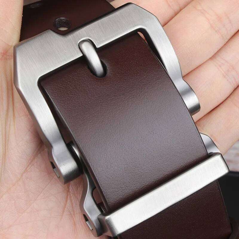 Men's Genuine Leather Pin Buckle Belt, Fashion Casual Pure Cowhide Jeans Male Waistband, Trendy Handcrafted Youth Versatile Belt Y260225