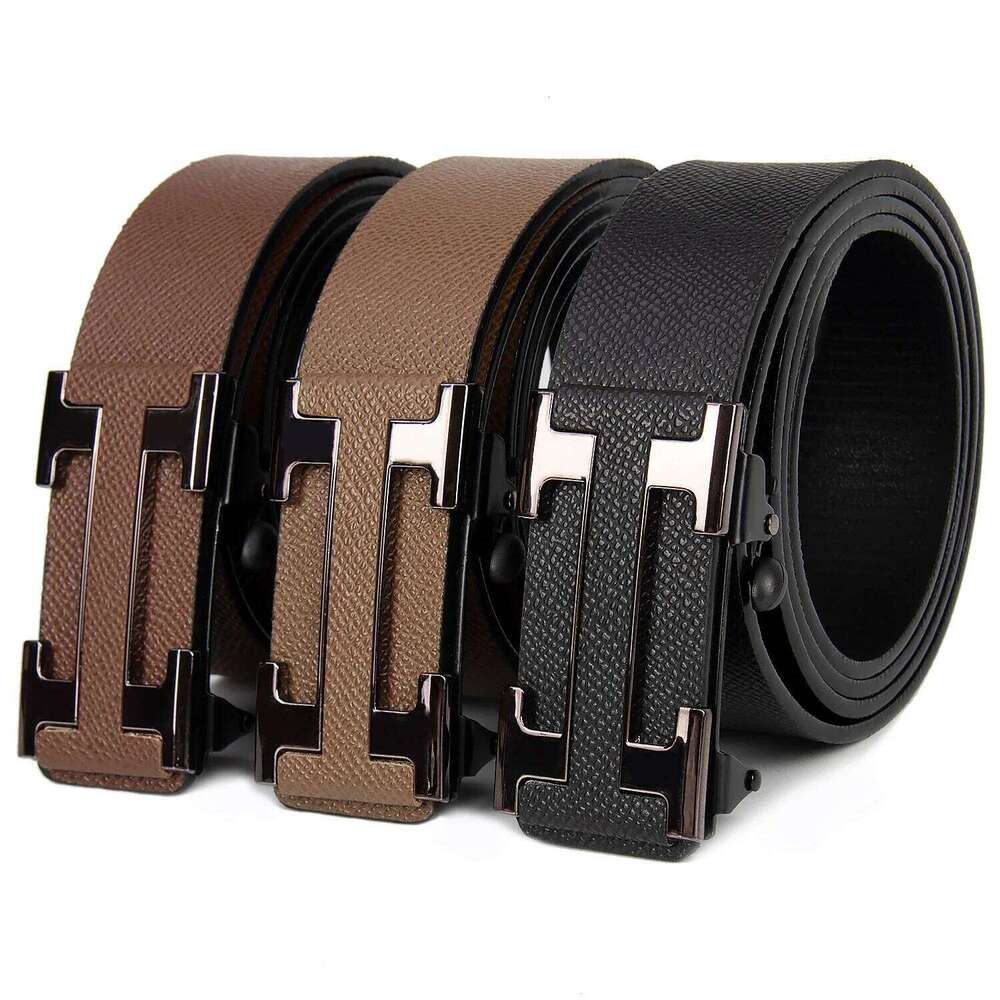 Famous-Style Men's Business Belt - Premium Durable Leather, Dark-Colored Metal Buckle, Luxurious Gift for Gifting Occasions Y260225