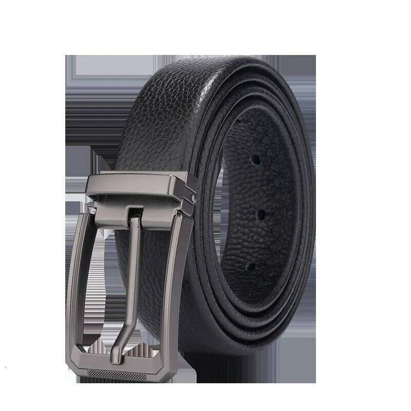 Genuine Belt with Hard Metal Soft Cowhide Leather Luxury Men's Belt, Trendy Retro, Pin Buckle, High Quality Y260225