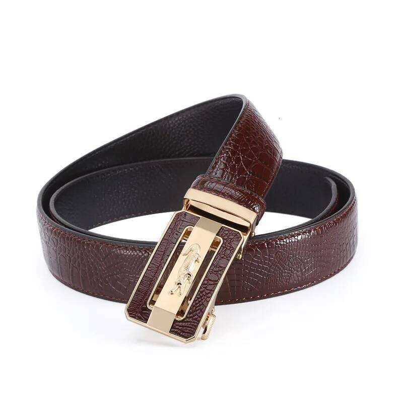 Men's Fashion Crocodile Pattern Alloy Automatic Buckle Strap Casual Business Style Jeans Belt Y260225