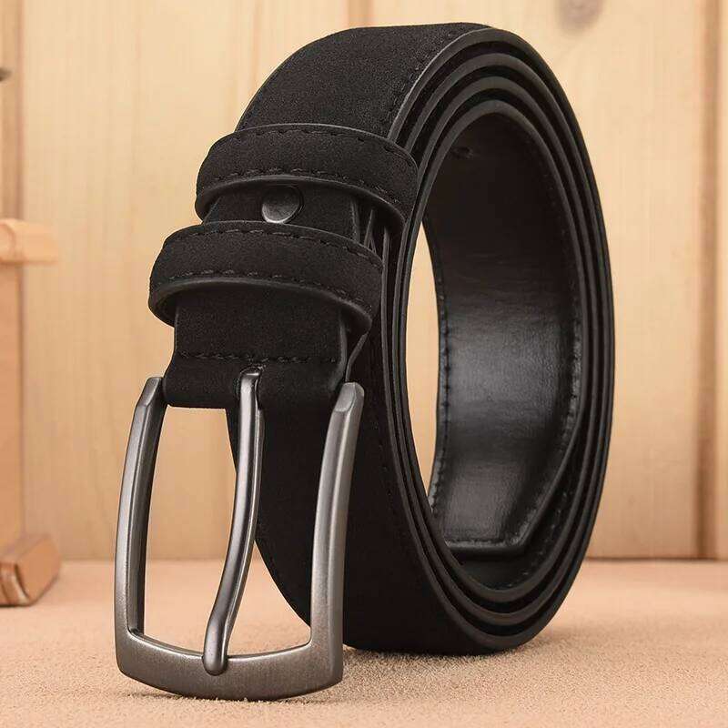 Suede Retro Trend Alloy Buckle Men'S Belt Large Size Genuine High-End Belt, Gift For Boyfriend And Dad Y260225
