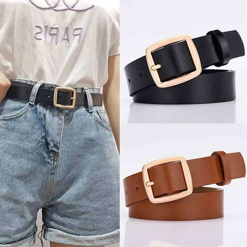 Women's Soft PU Leather Square Pin Buckle Jeans Belt Korean Version Chic Luxury Brand Ladies Vintage Female Waistband Y260225