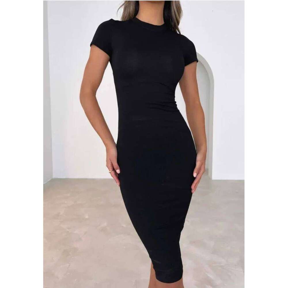 Women's elegant fashionable short-sleeved hip-covering dress, popular European and American style, can be worn in all season XJ260225