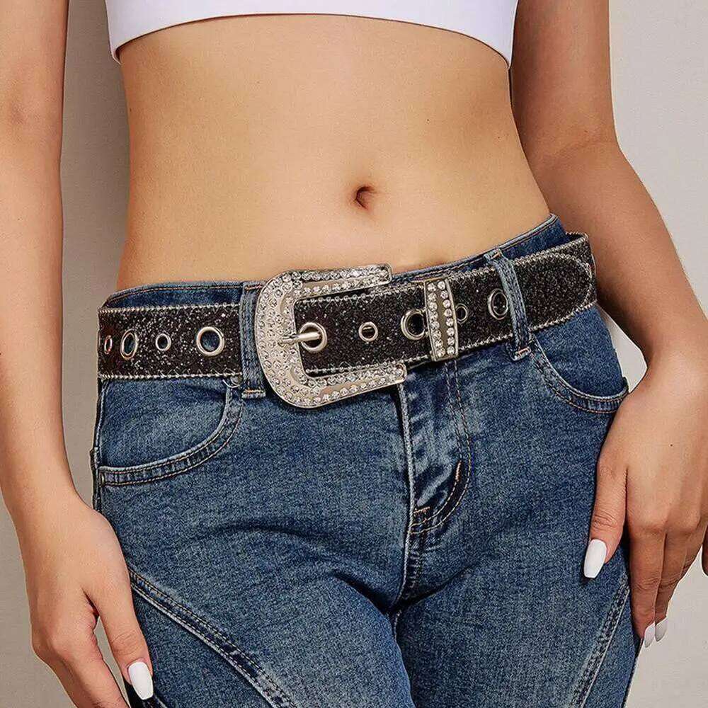 M2EA Goth Women PU Leather Strap rhinestone Belts Western Cowboy Y2K Girls Fashion Belt for Jeans Men Y260225