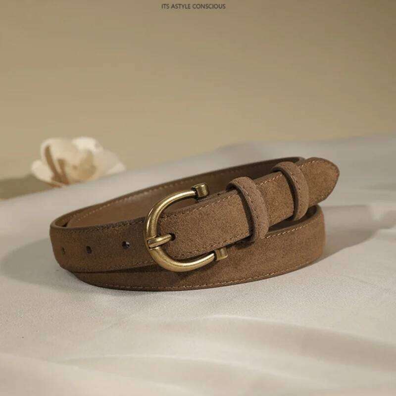 Women Luxury Design Suede Leather Belt Casual Versatile Business Waist Strap Trendy Trouser Dress Belts Gifts Y260225