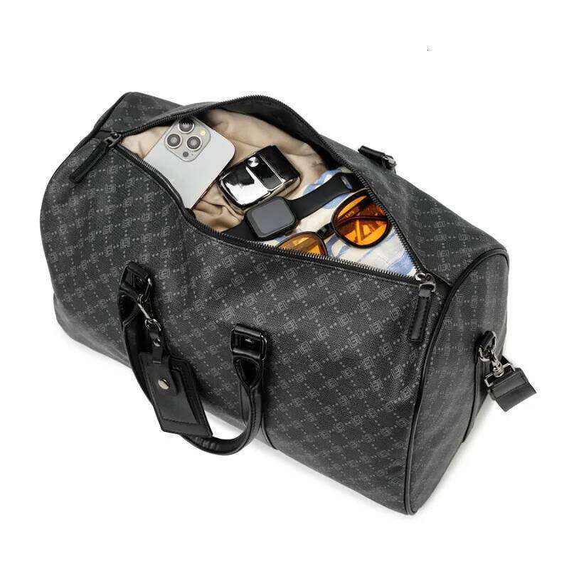 New Fashion Handbags Travel Totes Plaid Printed Business Trip Handbag For Men Large Capacity Crossbody Duffel Bags Y260225