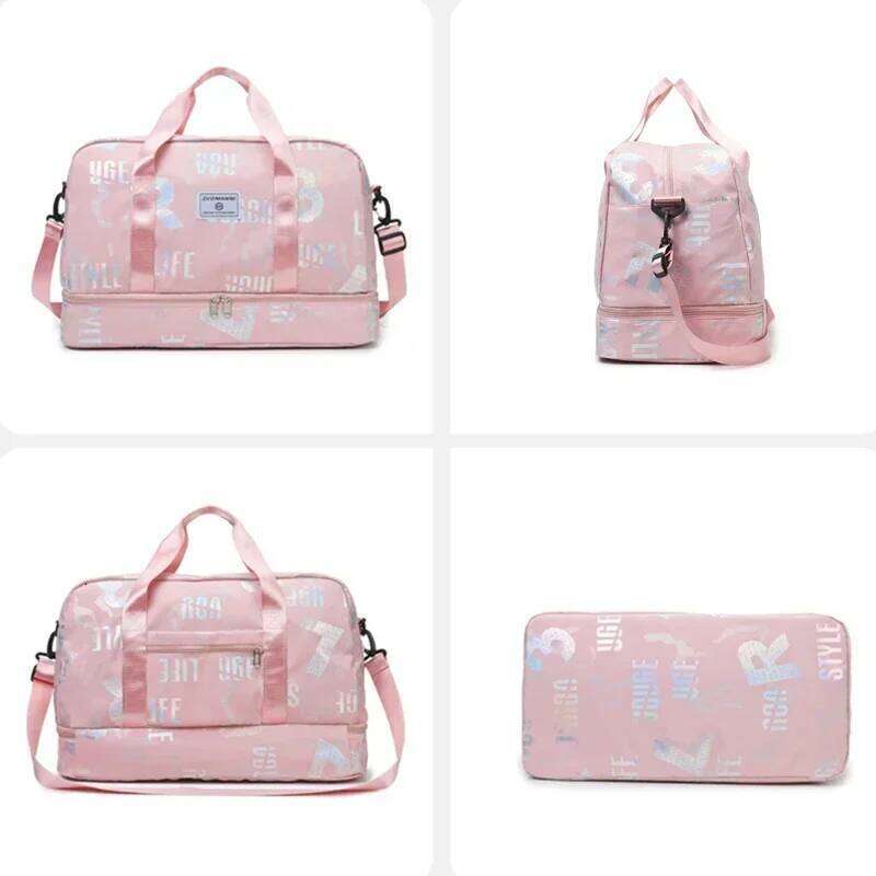 Chic Letter Print Large Capacity Gym With Shoe Compartment Versatile Travel Duffle Dry/Wet Separation Shoulder Crossbody Bag Y260225