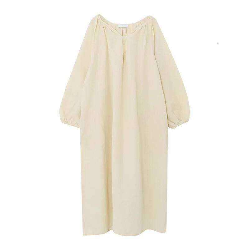 Vintage 100% Cotton Women Dress V Neck Long Sleeve Korean Jananse Pajama Dresses Ladies Comfortable Homewear Wearable Outside XJ260225