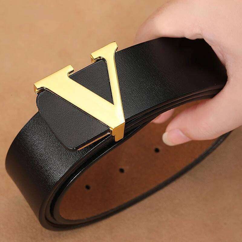 New Retro Smooth Buckle Men's Oversized Leather Pure Cowhide Letter Belt Designer Belts Men High Quality Y260225