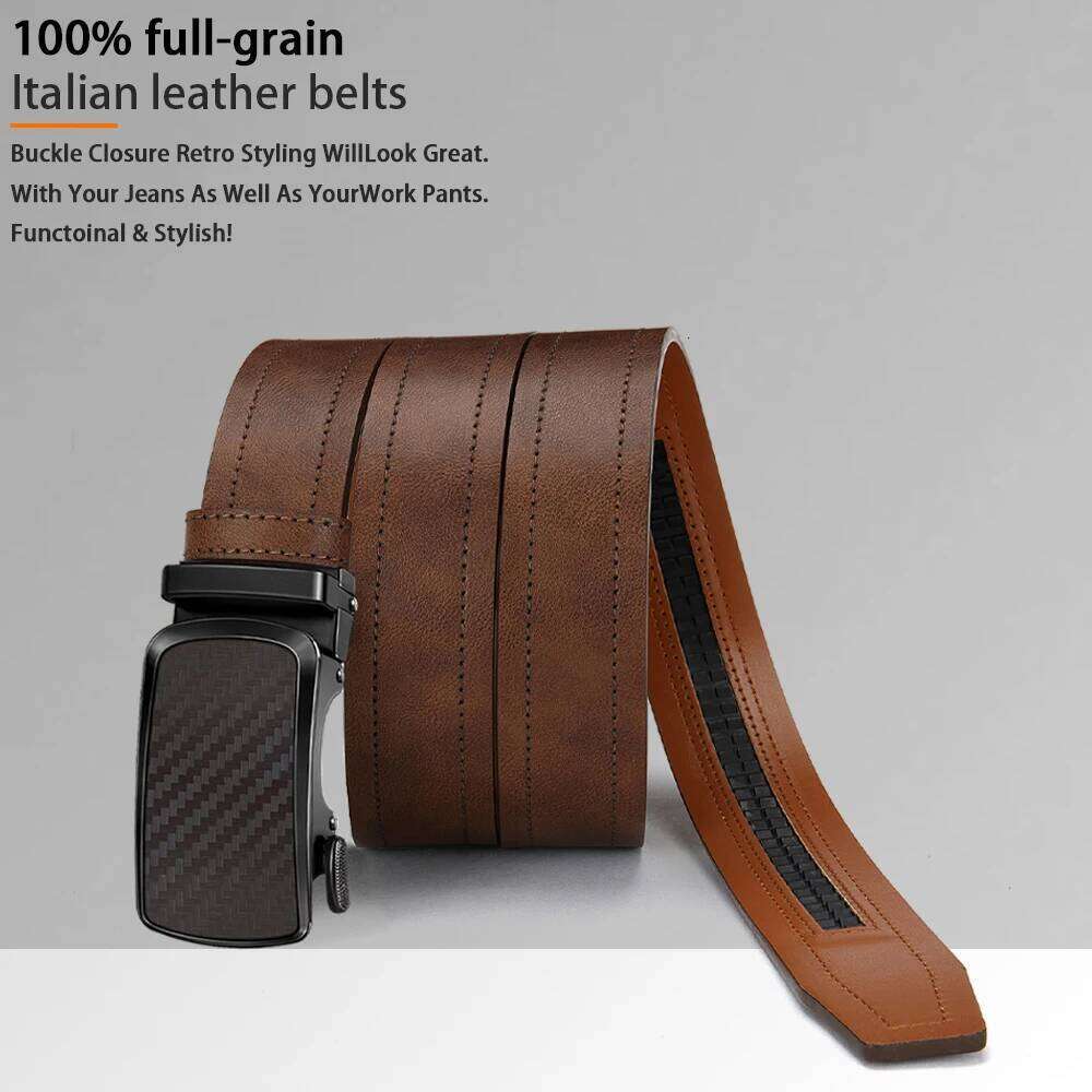 belt men High Quality PU Leather Belts, Automatic Buckle Belt, Adjustable No Hole Jeans Belt for Men Y260225