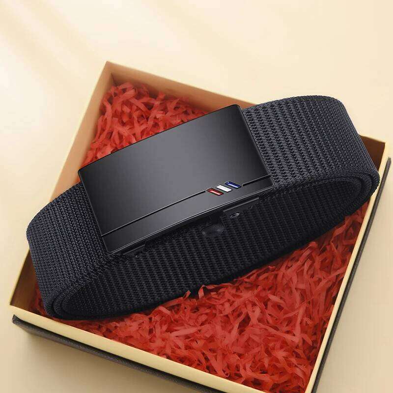 2pcs Fashion Men's Canvas Woven Waistband Automatic Buckle Casual Soft Versatile Jeans Belt Accessories Y260225