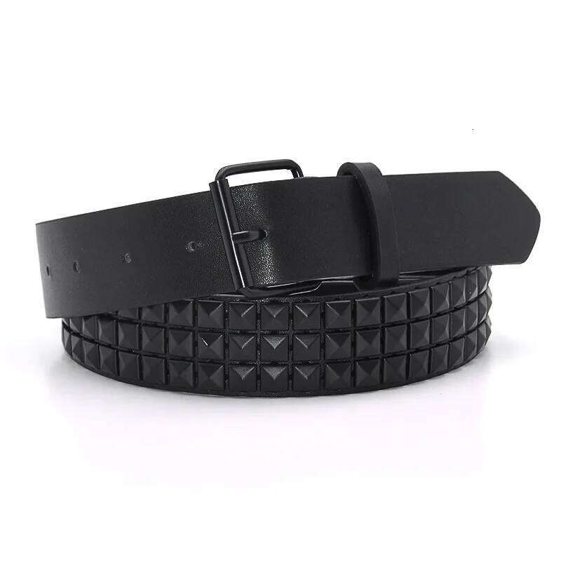 European American Vintage Pyramid Fashion Rivet Men and Women's Studded Punk Rock Pin Buckle Waist Belt Y260225