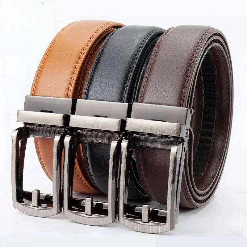2025 Leather Men's Women's 3.5cm Click Belt with High Quality Alloy Automatic Buckle Unisex Classic Business Belts for Jeans Y260225