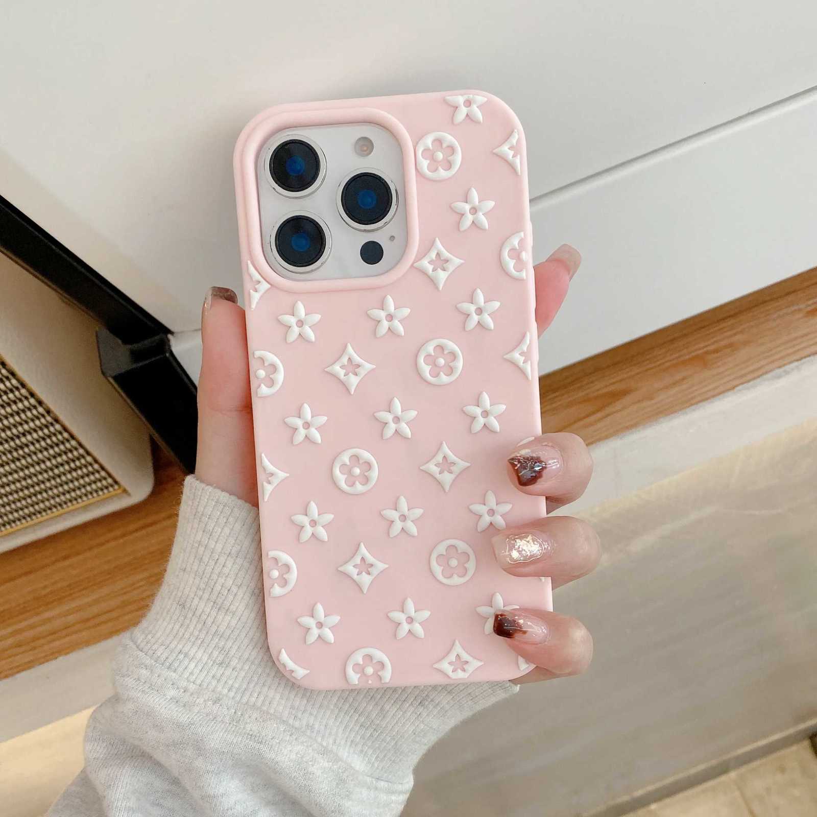 Embossed Monogram Silicone Phone Case | Slim Soft Shockproof Protective CoverT260225