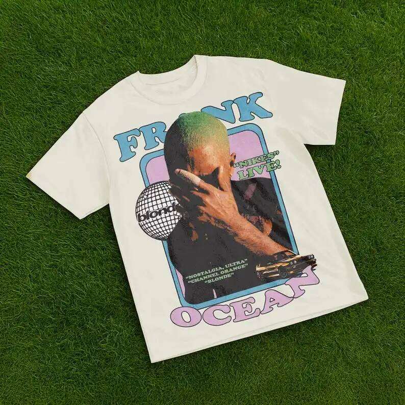 Rapper Frank Retro Graphic T Shirt Men's Hip Hop Ocean Album Clothing T-Shirts Y2k Unisex Blond Fashion Oversized Cotton T-shirt C260225