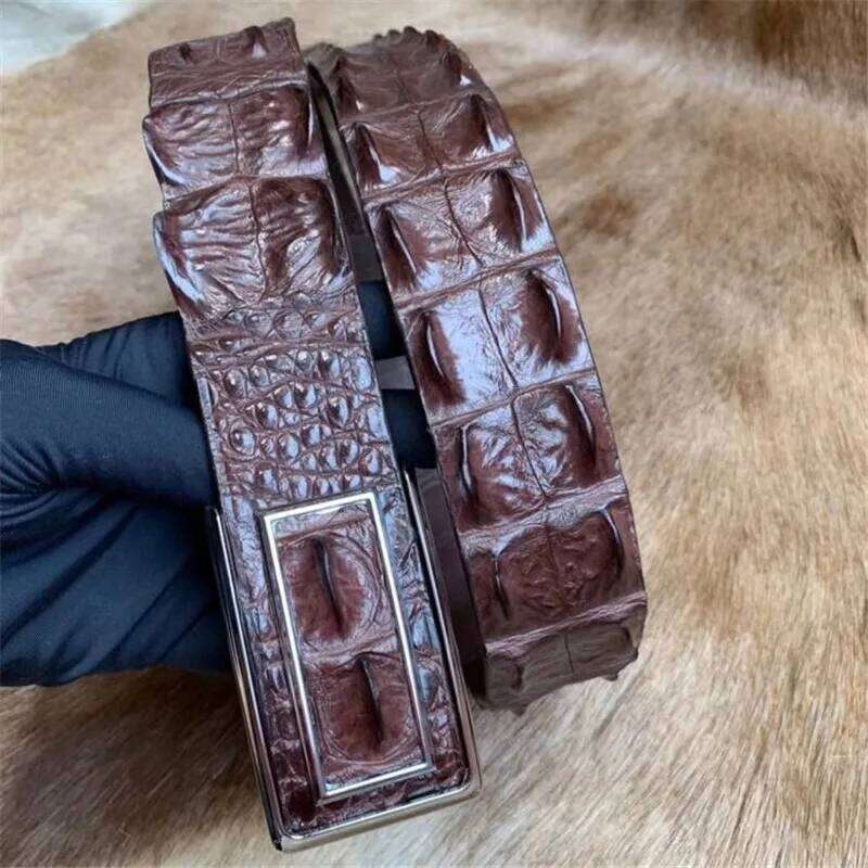 Fashion Stylish Authentic Crocodile Skin Smooth Buckle Men Belt For Suits Genuine Real Alligator Leather Male Waist Strap Y260225