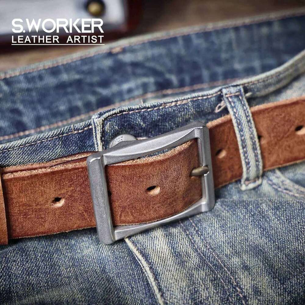 Genuine Men's Cowhide Belts Stainless Steel Buckle, Italian Thickened Leather With Box,Ideal Choice For Gift Y260225