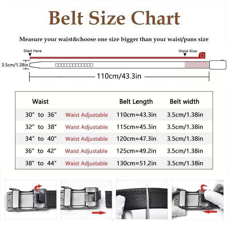 Genuine Ratchet Belt for Men - Adjustable Automatic Buckle,Casual Business Style, High-Quality Leather Panel Y260225