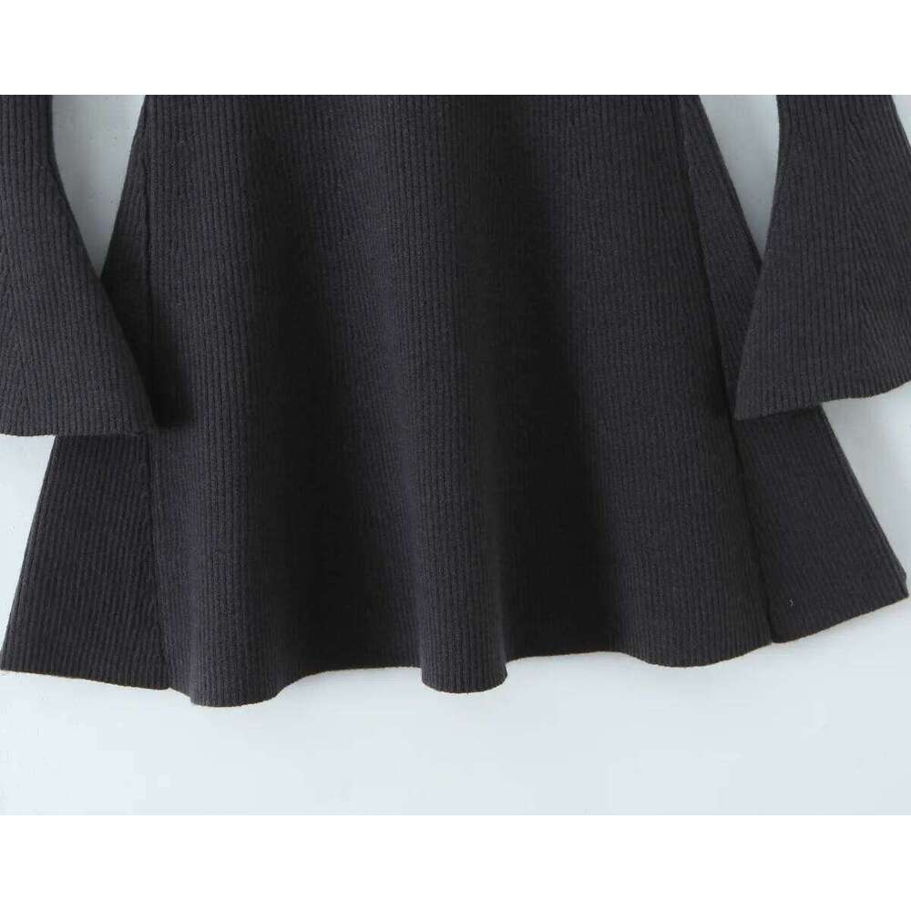 Mingmingxi 2025 New A-Line Knit for Women Semi High Neck Long Sleeve Elegant Sweater Casual Bodycon Party Dress XJ260225