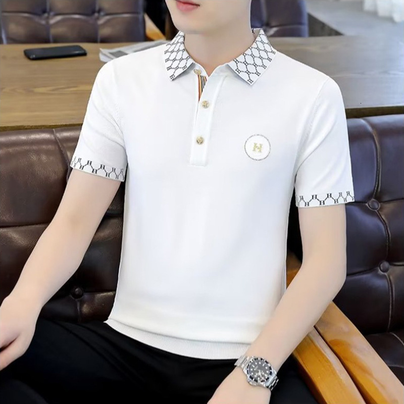 2026 New Designer Men's Summer Polo Shirt Short-sleeved T-shirt Made Of High-end Ice Silk Fabric Luxurious And Fashionable Low-neck Top Lightweig