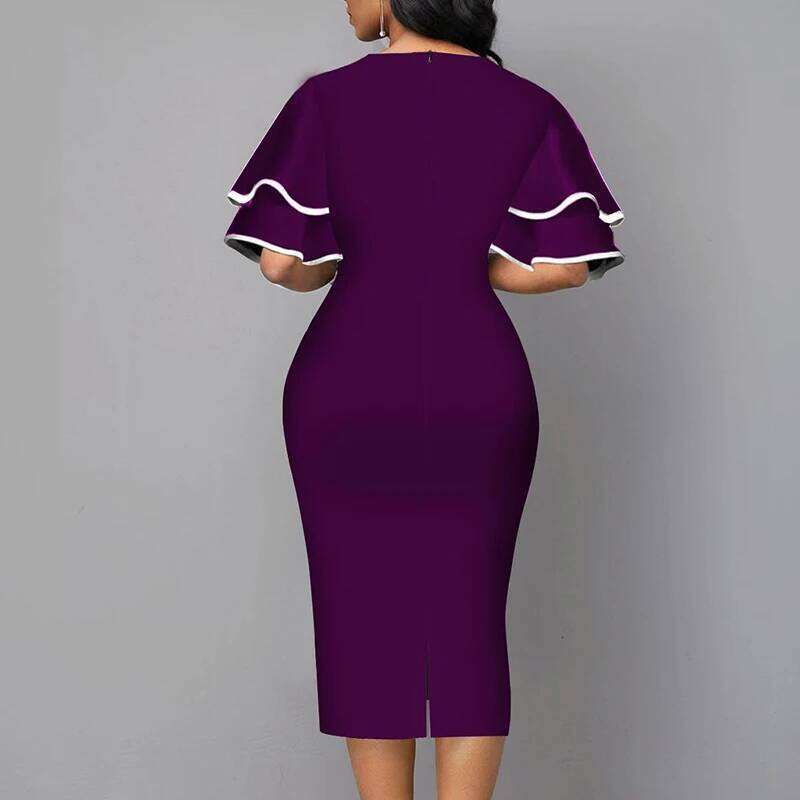 Elegant Women 2021 Summer Fashion V Neck Short Sleeve Sexy Slim Dress Vintage Patchwork Casual Lady Party Dresses Vestido XJ260225