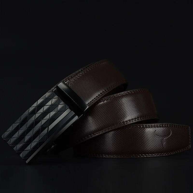 COWATHER Men's Automatic Buckle belt with Cow Genuine Leather BLACK BROWN Belts for Men brand Wide 3.5 cm CZ058 Y260225