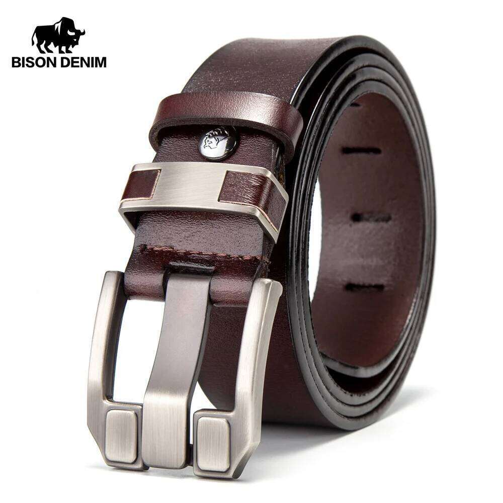 BISON DENIM Belt High Quality Genuine Leather Belts Men Luxury Brand Vintage Pin Buckle Strap For Jeans Free Shipping Y260225