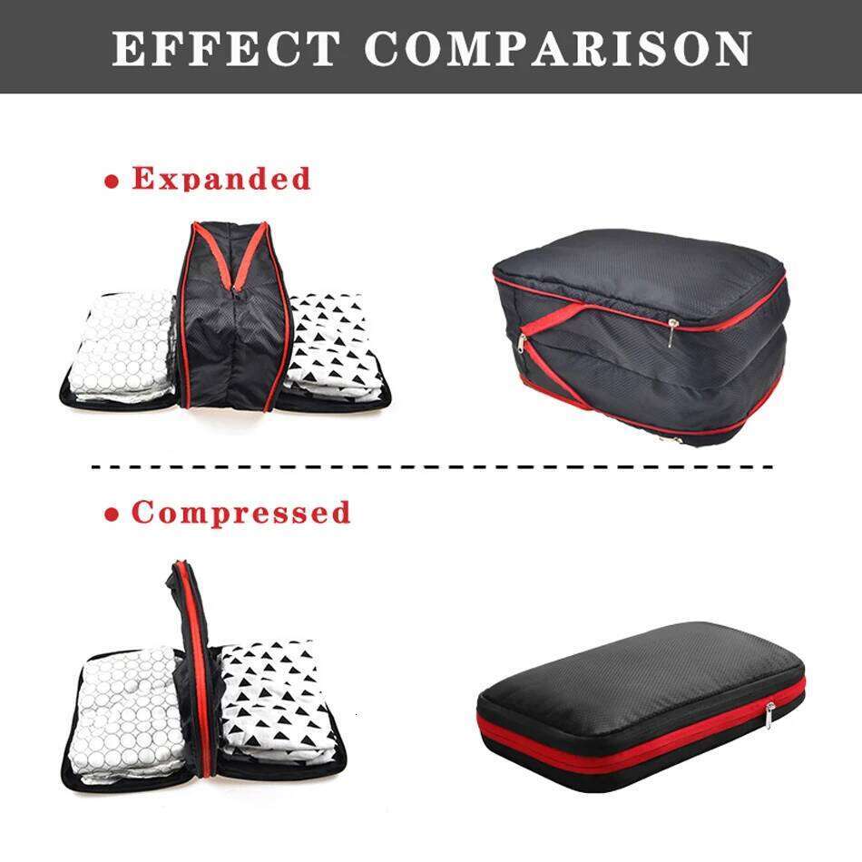 Nylon Double Layer Portable Compression Packing Cubes For Large Travel Suitcase Organizer ,Waterproof ,For Travelling 26Y0225