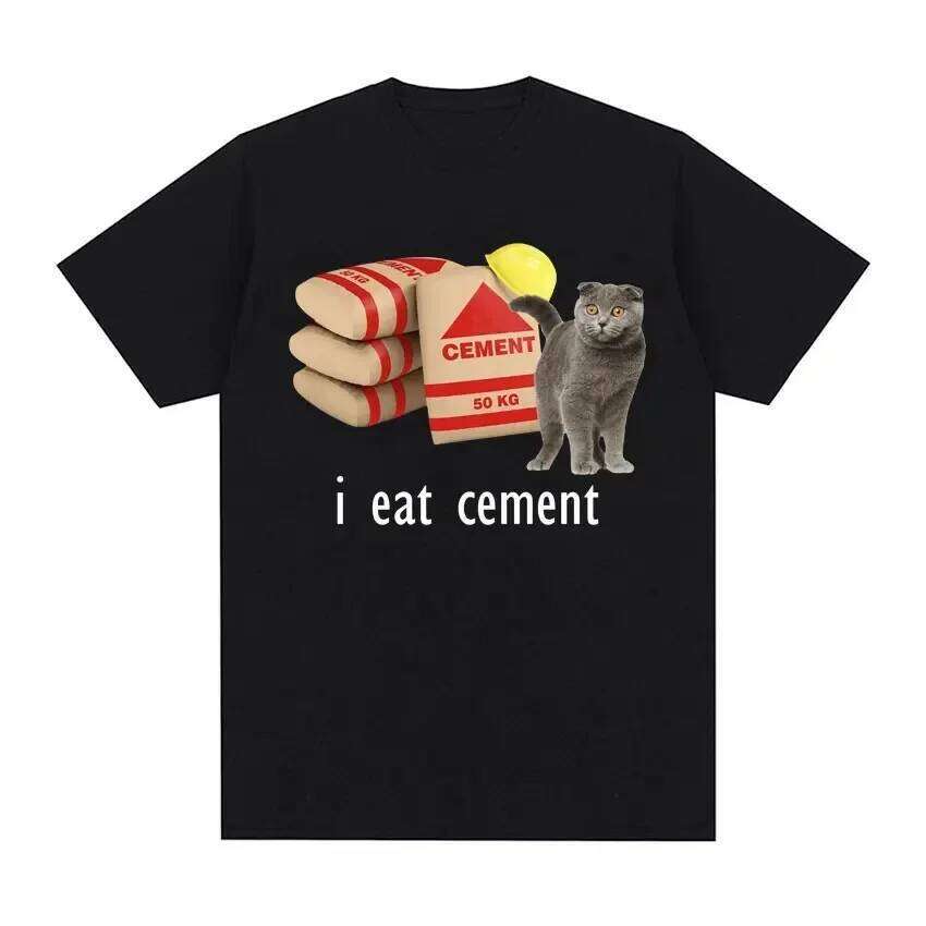 I Eat Cement Cursed Cat Funny Meme Shirt for Women Fashion Casual Short Sleeve T Shirts Female T-shirt Tops women clothes C260225