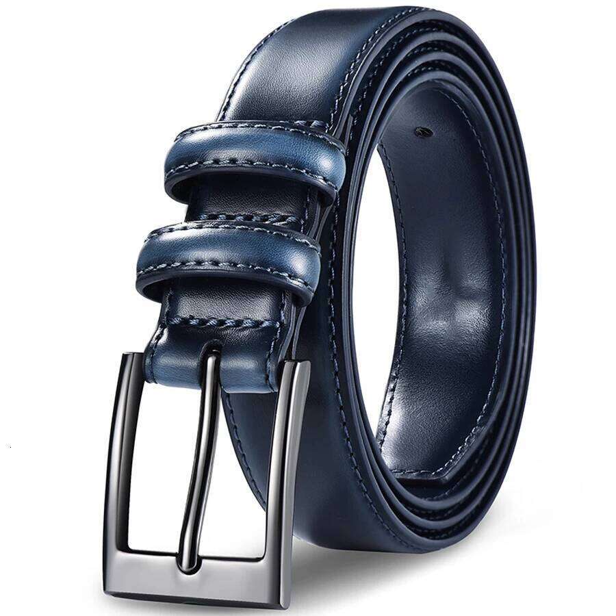 Belt, leather, casual pants, men's cowhide, simple denim, middle-aged belt, young people, retro needle buckl Y260225