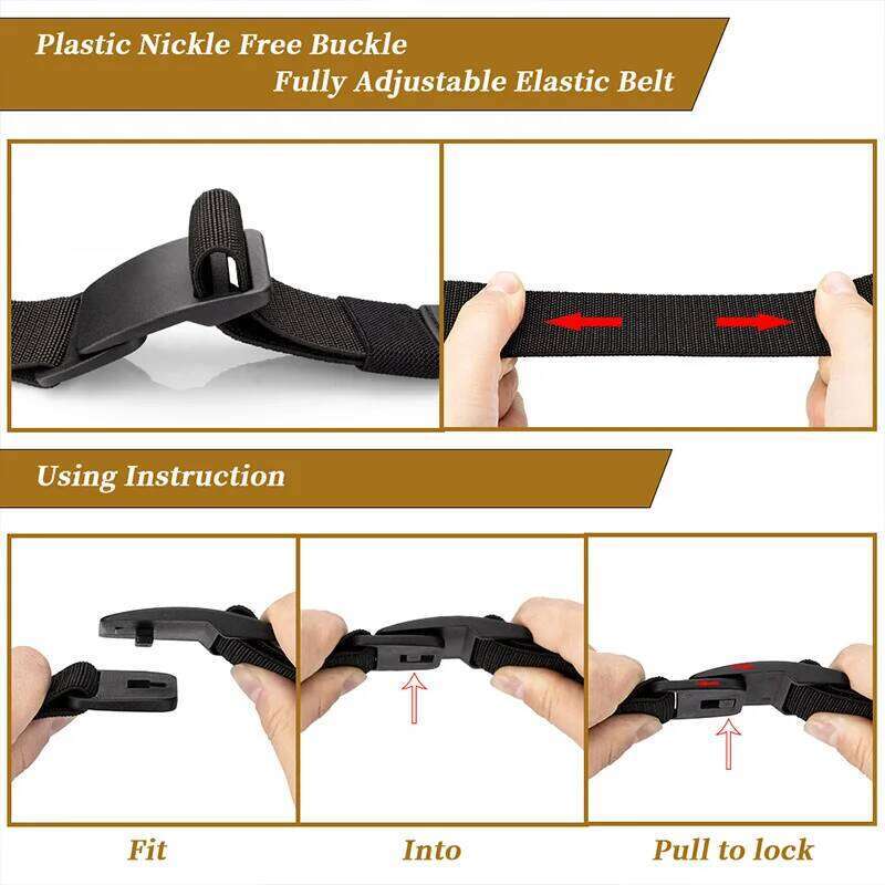 Maikun Large Size Fabric Men's Work No Hole Webbing Plastic Buckle Military Nylon Blend Web Belt Y260225