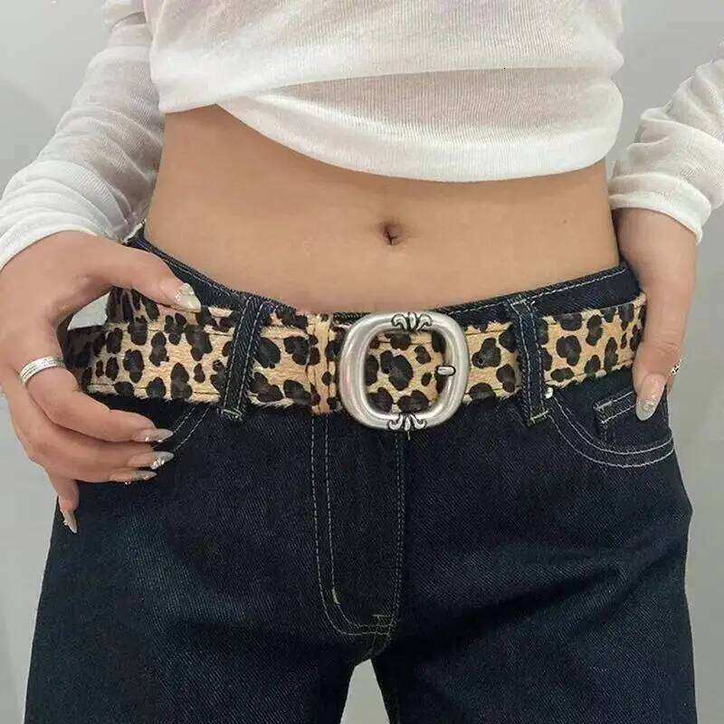 Leopard print belt for women 2025 new versatile, niche, high-end accessories, pants belt, personalized European and American sty Y260225