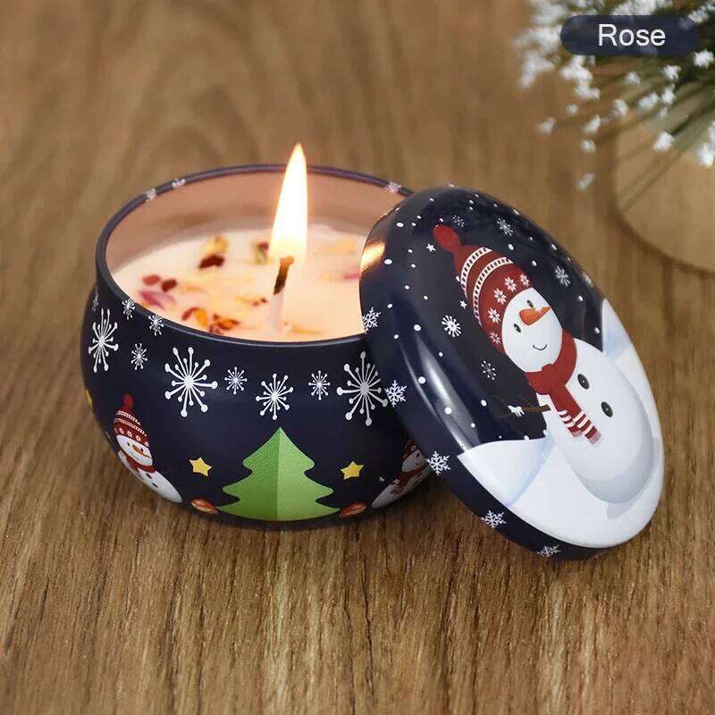 Candles Santa Claus Snowman Elk Tin Cans Candle Merry Christmas Decorations for Home Navidad Noel Xmas New Year Gifts H260225