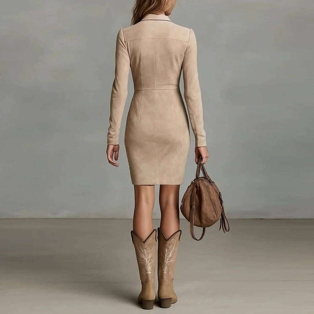 Women's Casual Solid Color Fashion V-neck Long Sleeve Retro Print Dress Tribal Ethnic Style Holiday Dresses For Women XJ260225